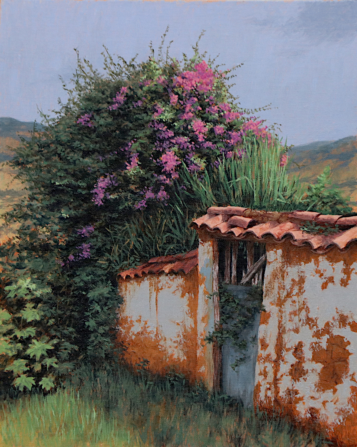About Me abandoned entrance with flowers
